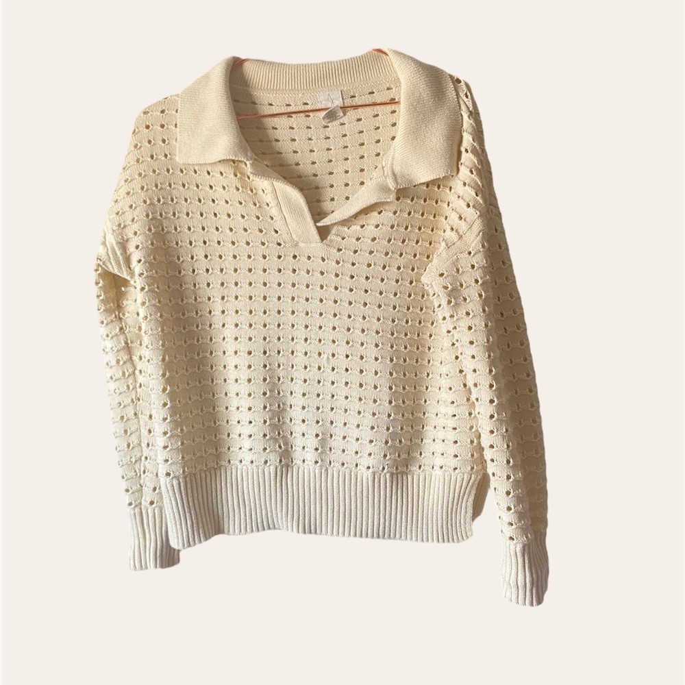 Joie Open Knit Collared Sweater